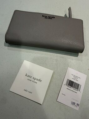 kate spade gray zip-around saffiano wallet